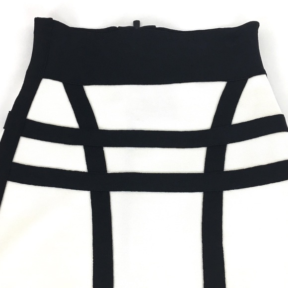 Herve Leger Bandage Pencil Skirt XS Black White - Picture 4 of 7
